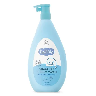 Sampon si gel de dus pentru copii 2in1 cu aroma de lavanda, 400 ml, Bebble