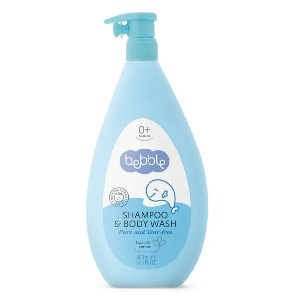 Sampon si gel de dus pentru copii 2in1 cu aroma de lavanda, 400 ml, Bebble