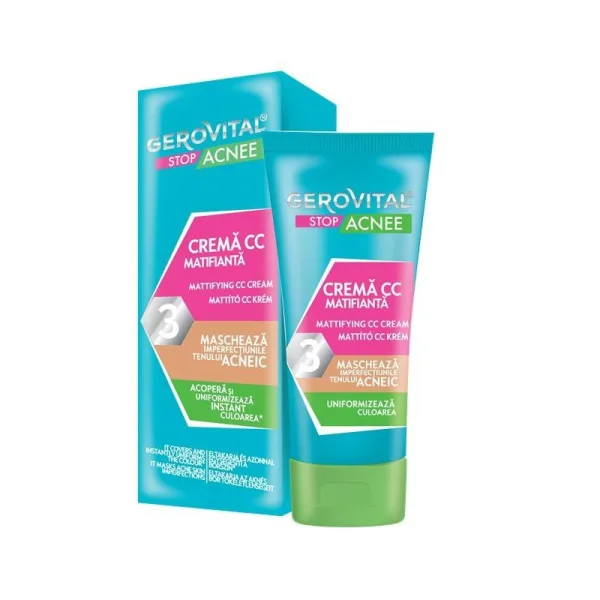 Crema CC matifianta Stop Acnee, 30ml, Gerovital
