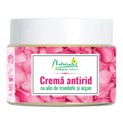 Crema antirid cu ulei de trandafiri si ulei de argan, 50 ml, Naturalis