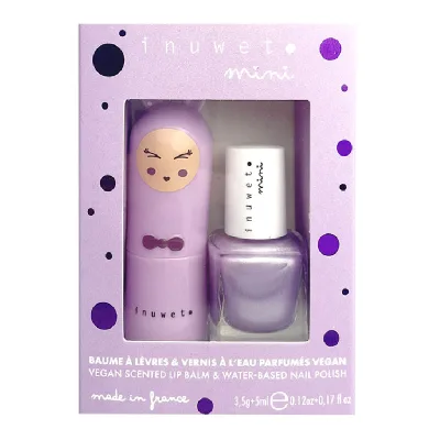 Set copii Balsam de buze cu parfum de bezea &amp; oja cu parfum de coacaze, Inuwet