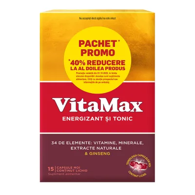 Pachet Vitamax, 15 capsule moi + 15 capsule moi, Perrigo