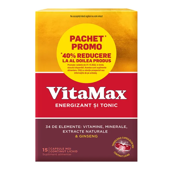Pachet Vitamax, 15 capsule moi + 15 capsule moi, Perrigo