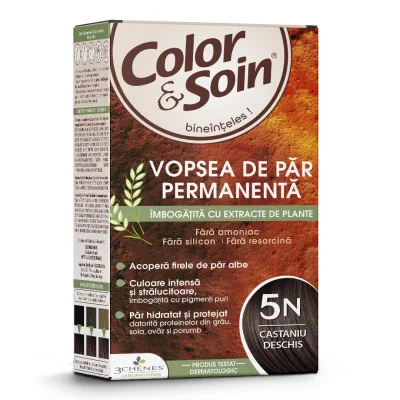 Vopsea de par fara amoniac, fara silicon, castaniu deschis, 5N Color&amp;Soin